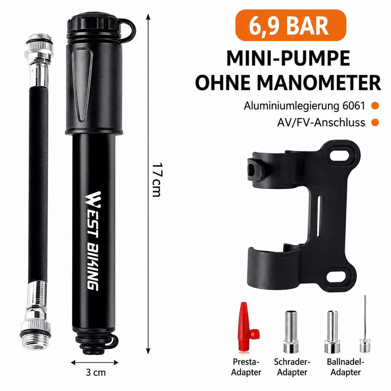 Portable Bicycle Pump Mini 80PSI