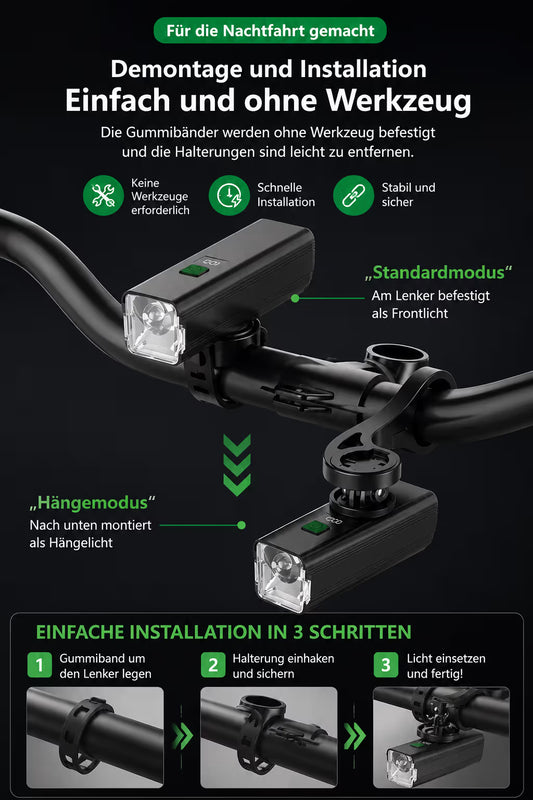 Fahrradlicht 800 Lumen – USB-C Wiederaufladbar