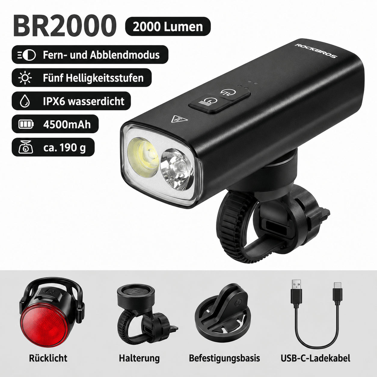 LED Fahrradscheinwerfer 2000 Lumen