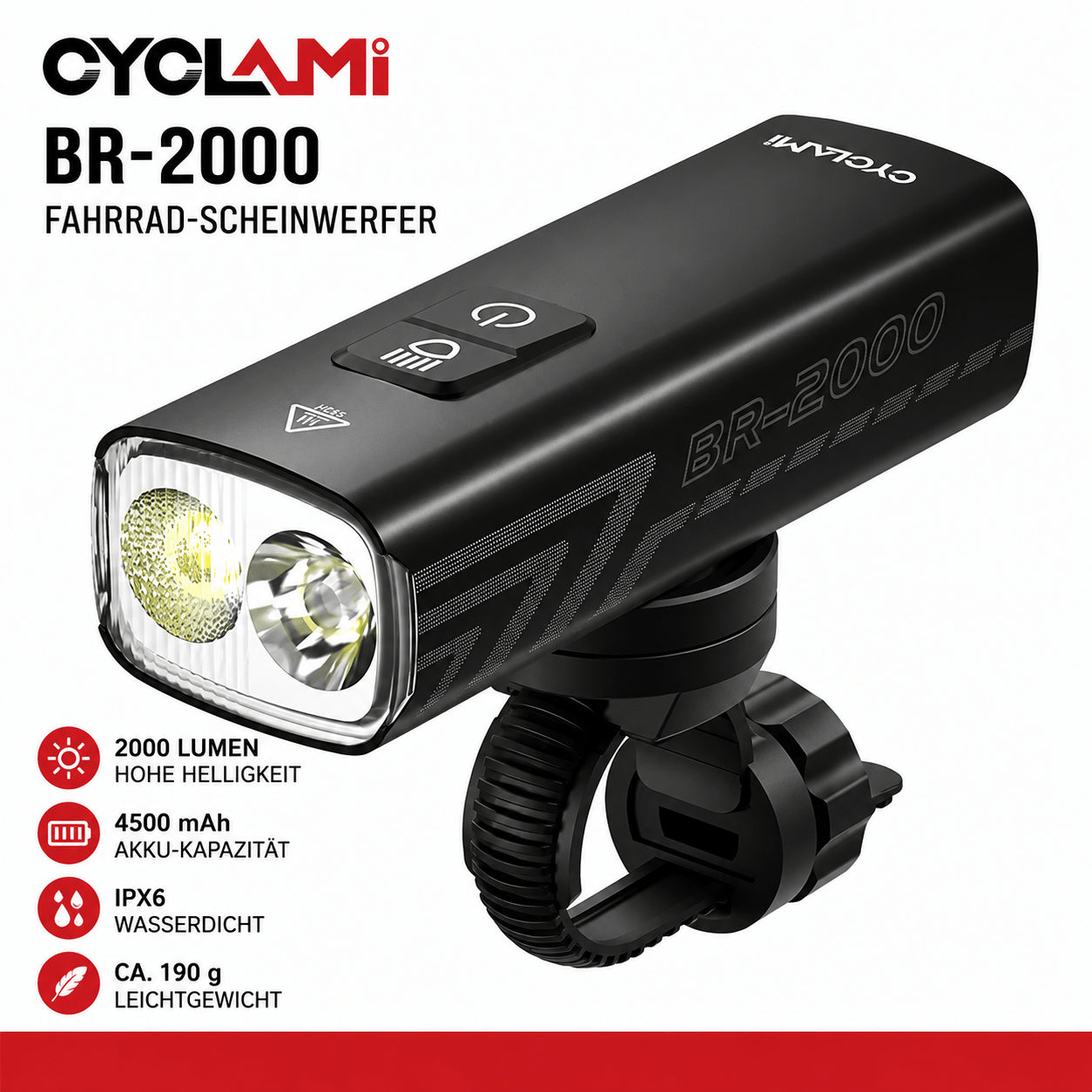 LED Fahrradscheinwerfer 2000 Lumen