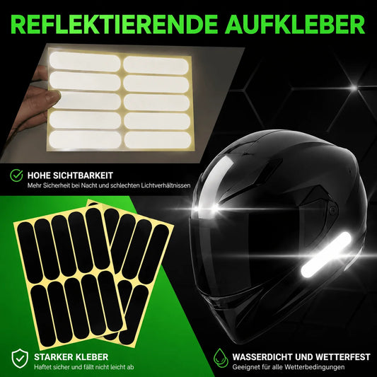 Reflektierende Sicherheitsaufkleber Schwarz – 10 Stück, Wasserdicht