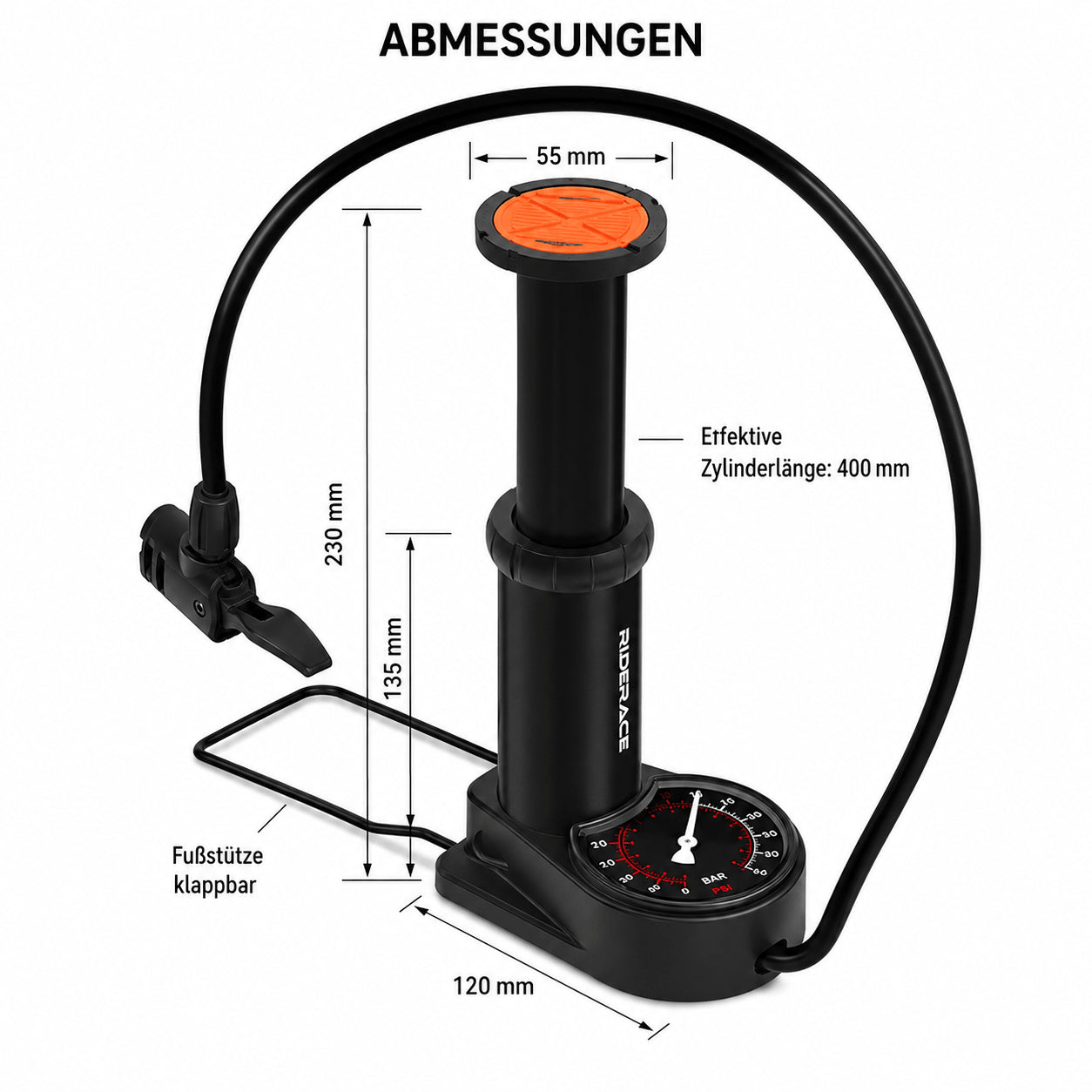 Fahrrad Standpumpe – Hochdruck Luftpumpe für MTB & Rennrad
