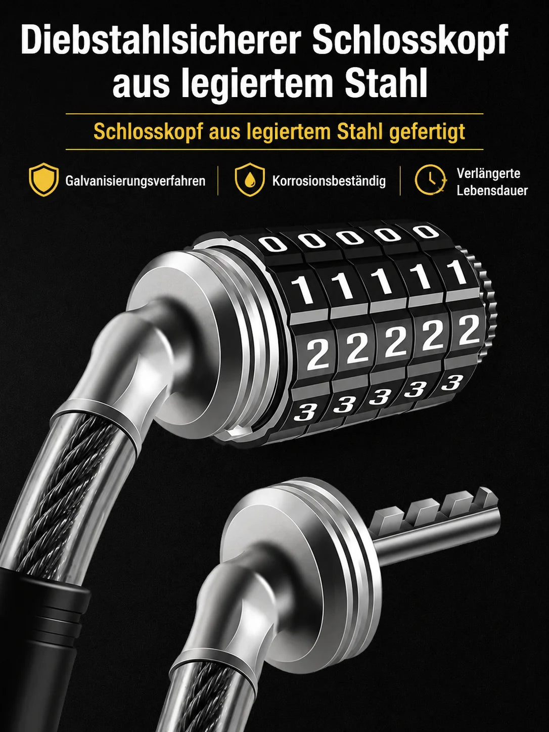 Fahrrad-Kabelschloss für MTB & Trekkingrad