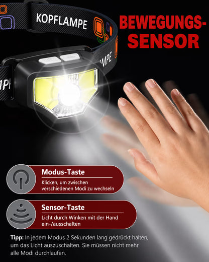 LED Stirnlampe mit Bewegungssensor