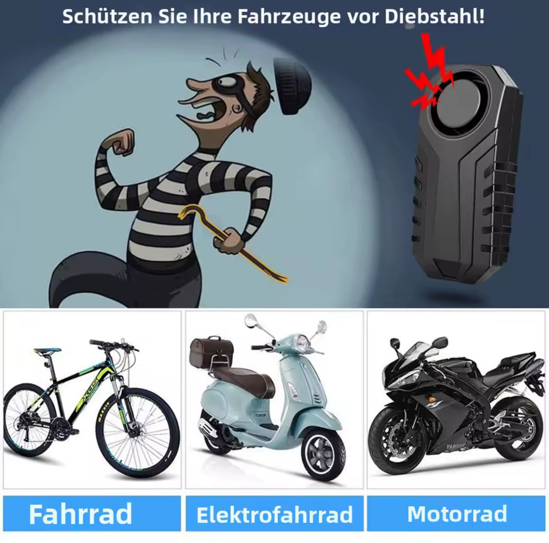Smart Fahrrad-Alarm mit Fernbedienung