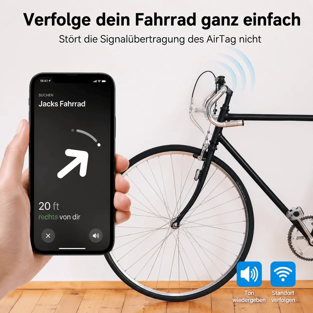 Fahrradklingel mit wasserdichtem Tracker-Fach