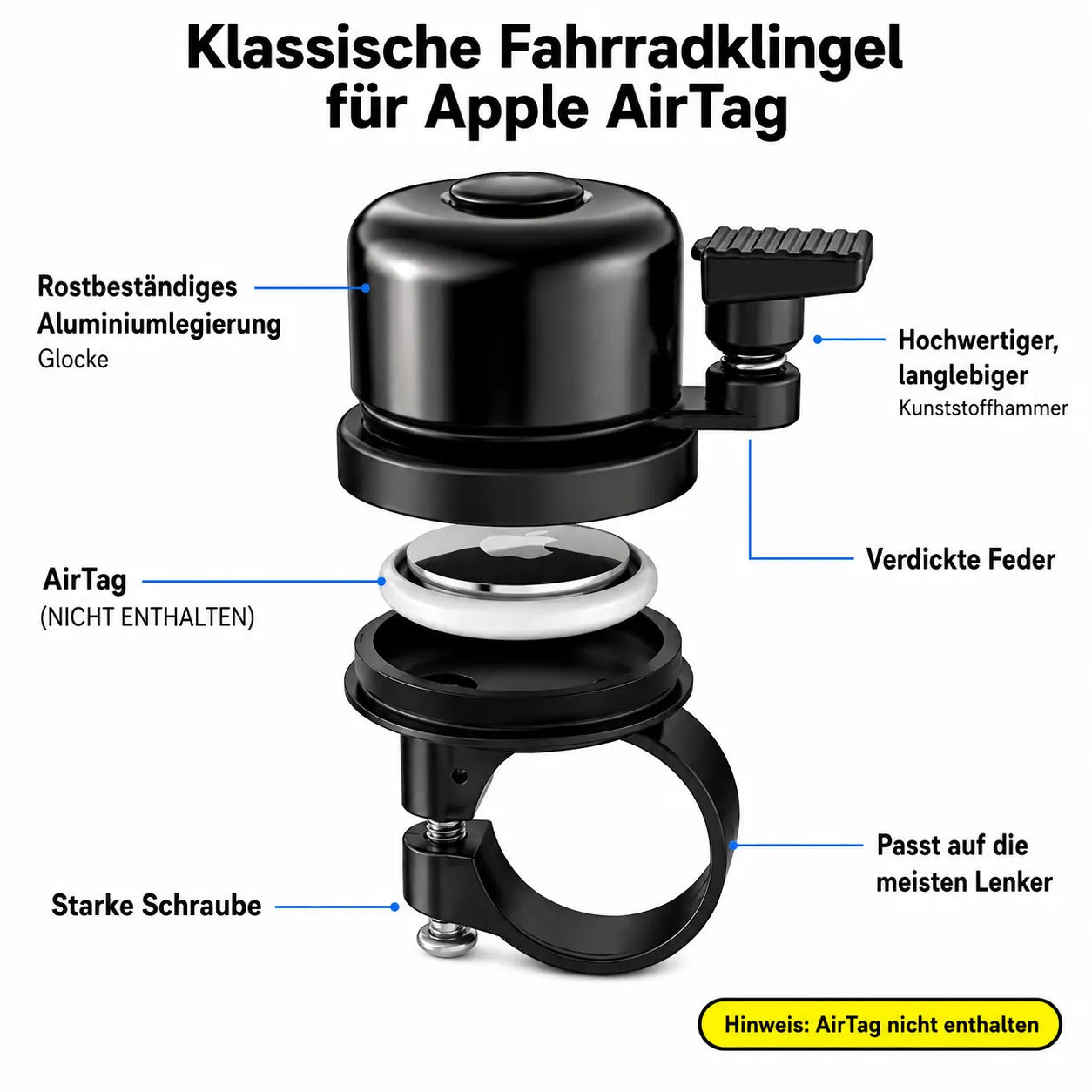 Fahrradklingel mit wasserdichtem Tracker-Fach